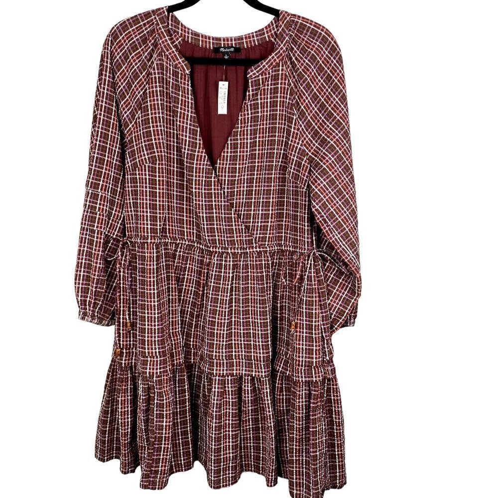 Madewell Seersucker Wrap Mini Dress NWT L